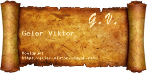 Geier Viktor névjegykártya